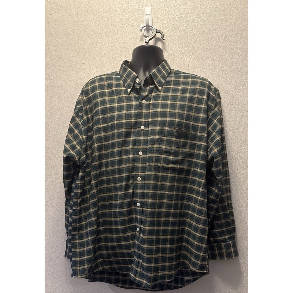 Towncraft Men's‎ XL Long Sleeve Button Down  Green Plaid Pocket Dress Shirt